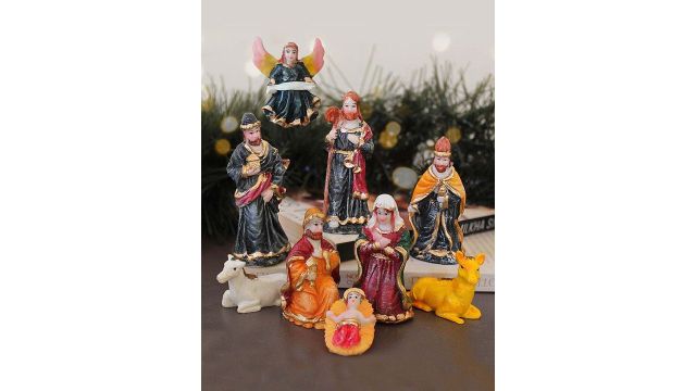 TIED RIBBONS Black & Orange 9 Pcs Christmas Miniature Ornament Gift Pack