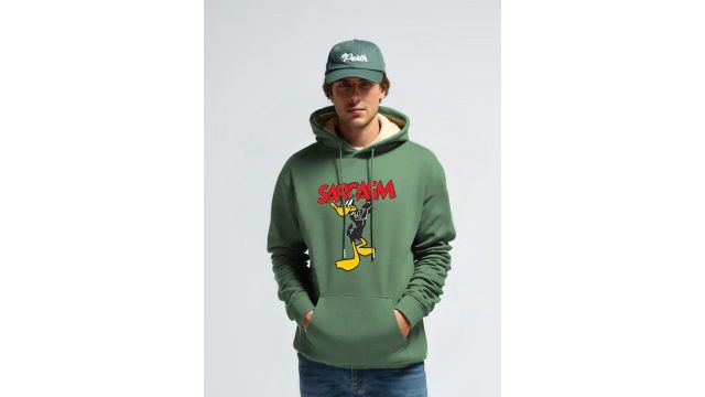 TOGS & TERRE Men Graphic Printed Hooded Sweatshirt (green)
