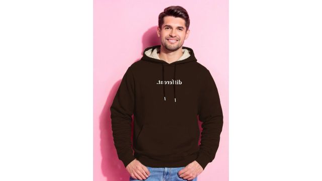 TOGS & TERRE Men Printed Hooded Sweatshirt (brown)