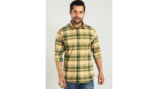 Indian Terrain Tartan Checked Chiseled Skinny Fit Cotton Opaque Casual Shirt