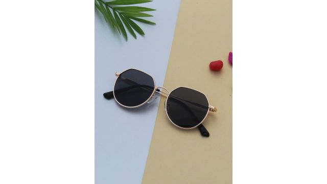 Ted Smith Gold-Toned Round Sunglasses with UV Protected Lens