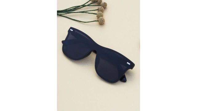 Ted Smith Unisex Matt Black Wayfarer Sunglasses with Polarised Lens