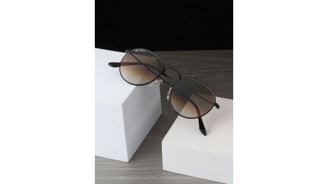 Ted Smith Unisex Round Black-Brown UV Protected Sunglasses