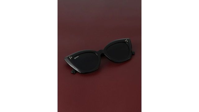 Ted Smith Women Cat Eye Black Sunglasses