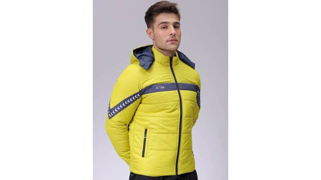 The Indian Garage Co Men Colourblocked Puffer Jacket with Patchwork