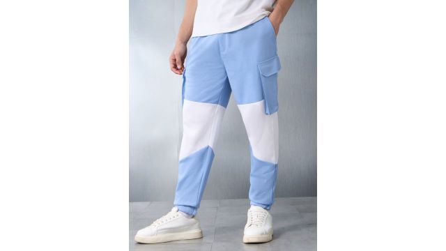 The Souled Store Men Colourblocked Baggy-Fit Mid-rise Joggers