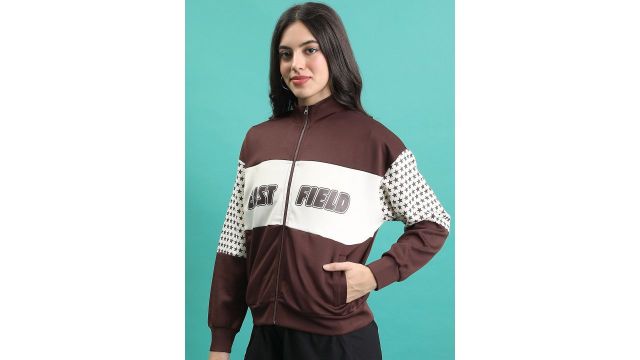 Tokyo Talkies Colourblocked Stand Collar Sporty Jacket