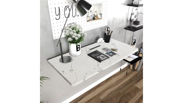 Torche White Wall Mounted Folding Desk with Round Corners