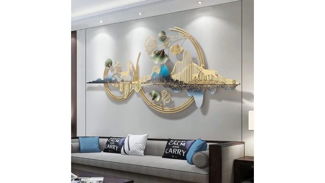 ULTRA SHINE HOME DECOR Metal Wall Art Mountain with Deer for Living Room