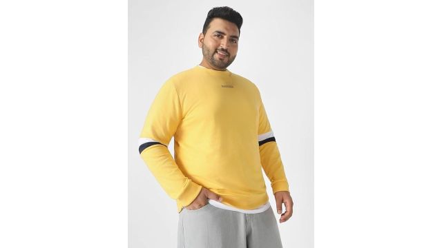 Urbano Plus Men's Cotton Colour Block Sweatshirt