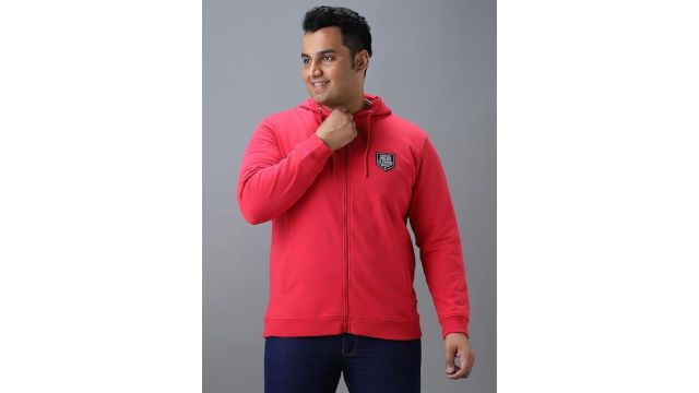 Urbano Plus Men's Cotton Solid Zippered Hooded Neck Sweatshirt