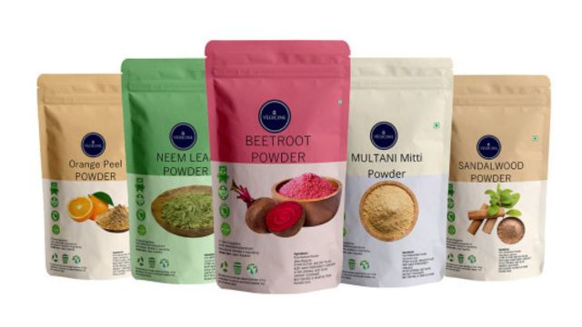 VEDICINE Set Of 5 Orange Neem Leaf Beetroot Powder