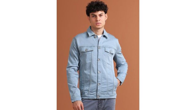 VUDU Men Solid Long Sleeves Denim Jacket