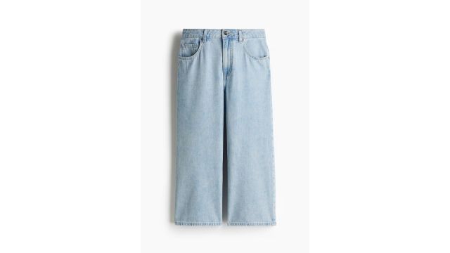Wide High Cropped Jeans (Light denim blue, rigid denim, above-ankle crop)
