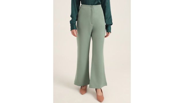 AMSWAN Women Smart High-Rise Flared Bootcut Trousers