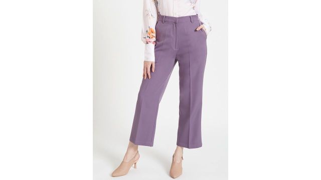 AMSWAN Women Solid Smart Straight Fit High-Rise Trousers
