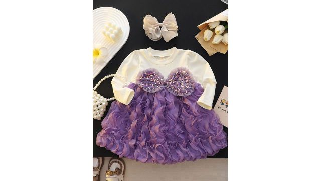 YK Girls Ruffled Fit & Flare Dress