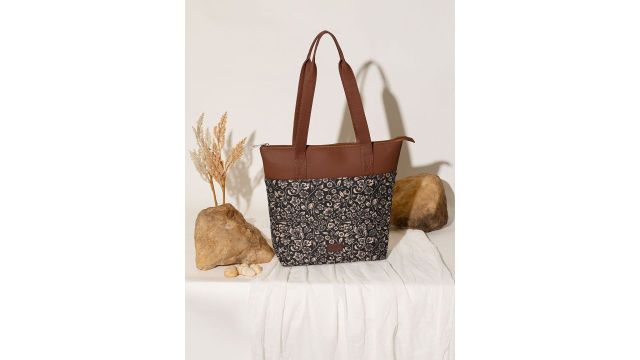 ZOUK Floral Printed Structured Tote Bag