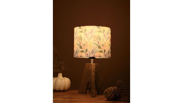 green girgit Warm Yellow Wood Spherical Printed Table Lamp (warm yellow, 3-month warranty)
