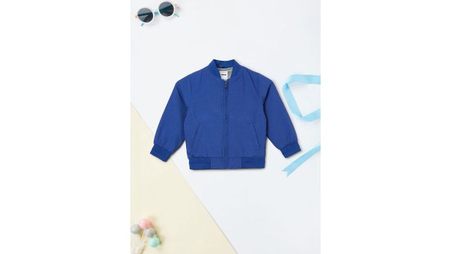 max Boys Solid Stand Collar Long Sleeves Bomber Jacket