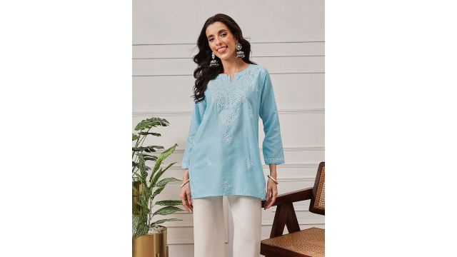 ADA floral embroidered chikankari kurti 