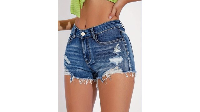 AVANOVAWomen Washed High-Rise Denim Shorts