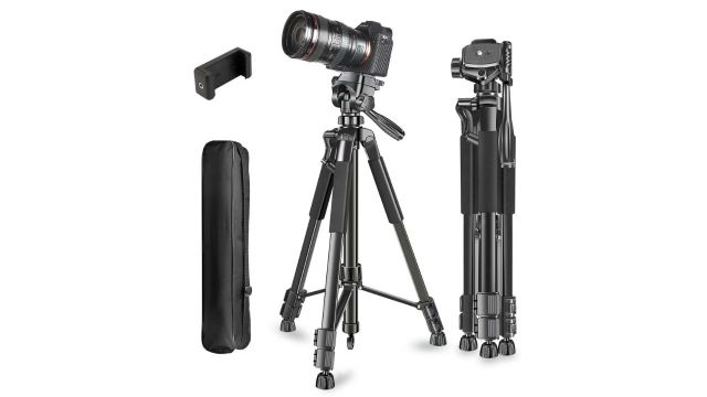 Adofys 70” Aluminium Camera Tripod with Travel Bag and Phone Holder Tripod