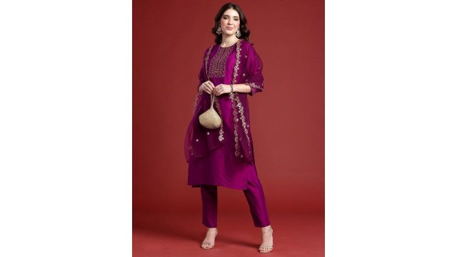 Anouk Women Ethnic Motifs Embroidered Regular Kurta