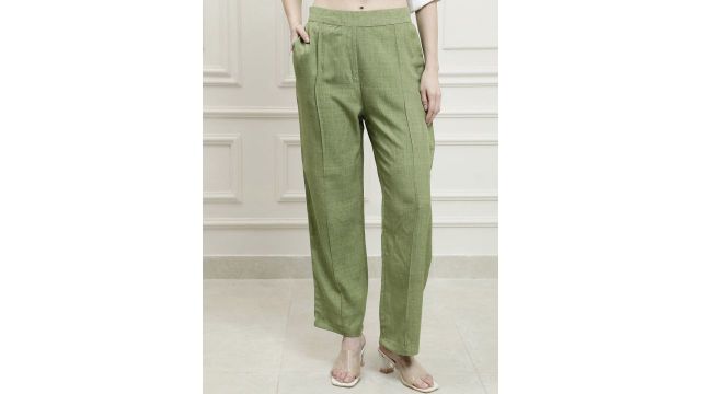 Athena Immutable Women High-Rise Straight Fit Pleated Trousers