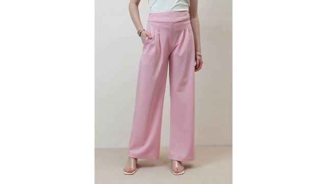 Athena Immutable Women Relaxed Straight Leg Easy Wash Pleated Trousers