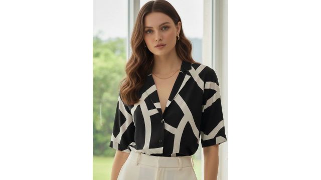 Berrylush BIZwear Checked Extended Sleeves Shirt Style Crop Top