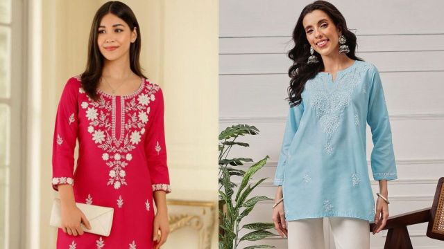 Best floral embroidered chikankari kurtis to check out