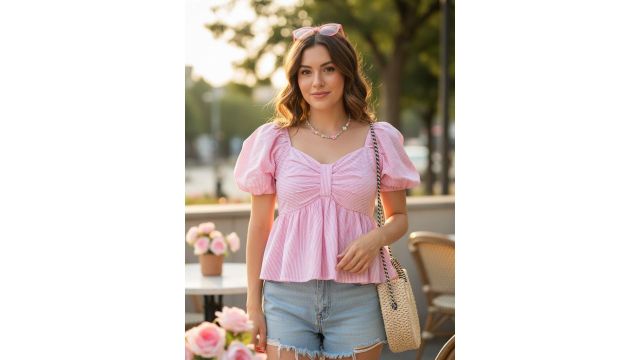 Burgstudio9 Sweetheart Neck Cotton Crop Regular Top