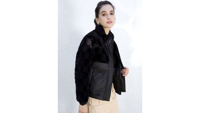 Campus Sutra Black Windcheater Bomber Jacket