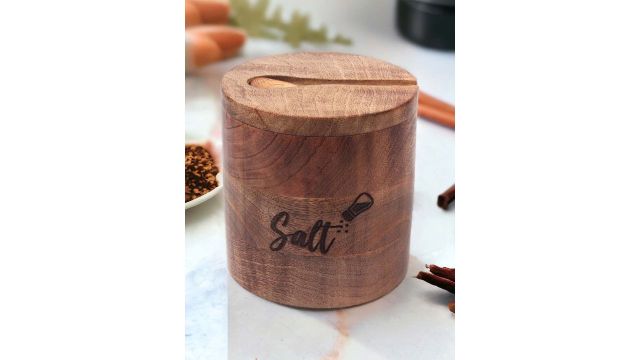Creation India Craft Brown Wooden Salt Storage Box