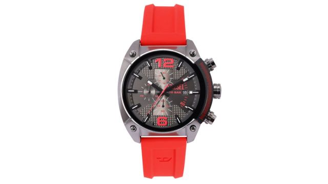 DIESEL Men Overflow Patterned Dial & Silicone Straps Analogue Chronograph Watch DZ4481