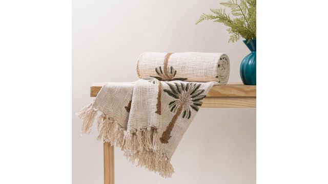 DMAASA Soft Cotton Palm Tree Sofa Throw Blanket (50×70 in)
