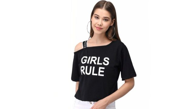 Evolette Studios Printed off-shoulder crop top