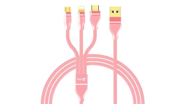 FASTX Micro USB Cable 2 A 1 m 3 in 1 Cable Nylon Braided