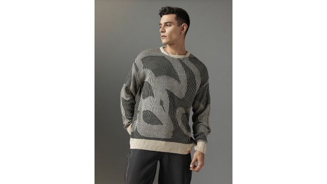 FCUK Self-Design Abstract Pullover Sweater