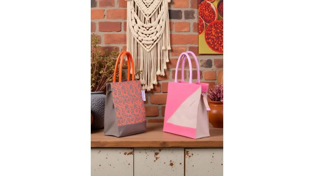 FOONTY Set of 2 Striped Eco Friendly Lunch bags