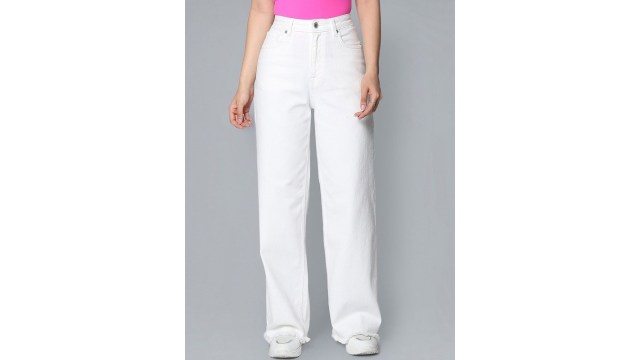 Flying MachineWomen Wide Leg High-Rise Low Distress Stretchable Jeans