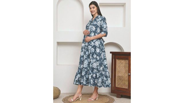 Frempy Women Pure Cotton Maternity Dress