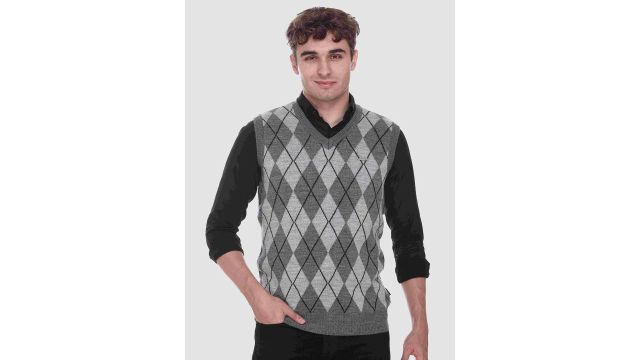 GODFREY Men Geometric Wool Sweater Vest
