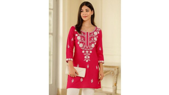HERE&NOW floral embroidered chikankari kurti 