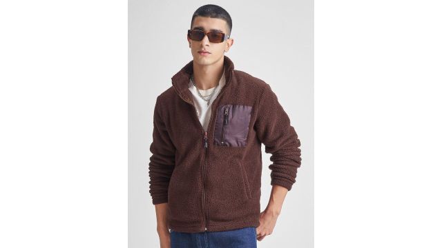 HIGHLANDER Mock Collar Front-Open Sweatshirt