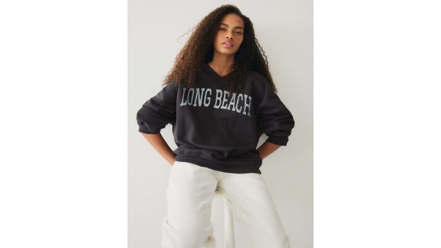 H&M Women Oversized V-Neck Long Sleeved Sweatshirt