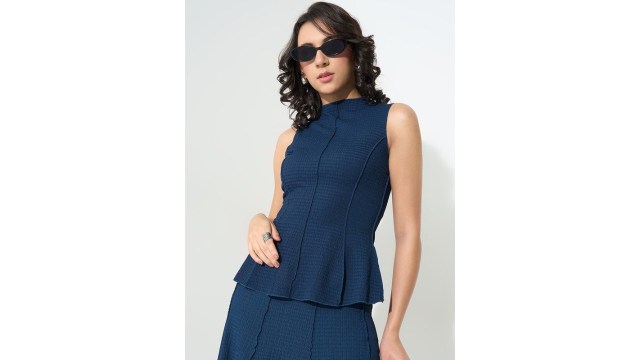 Honey by PantaloonsWomen High Neck sleeveless Peplum Top