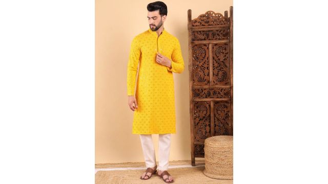 House of Pataudi (yellow & white kurta + trousers)