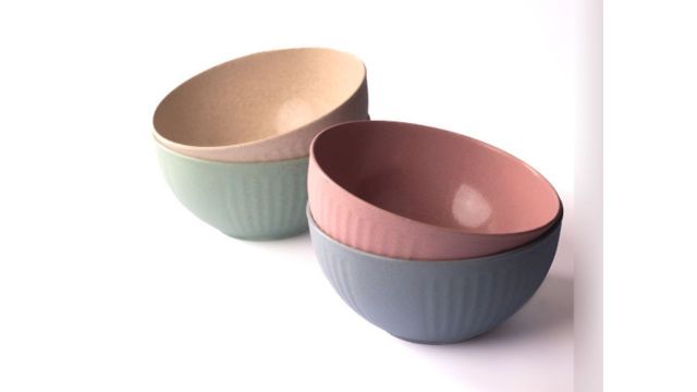 IRIDA NATURALS Green & Pink Textured Bamboo Serving Bowls